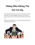 Những Điều Không Nên Nói Với Sếp