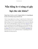 Nấu bằng lo vi sóng có gây hại cho sức khỏe