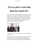 Tại sao phải có một nhà lãnh đạo mạnh mẽ