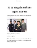 03 kỹ năng cần thiết cho người lãnh đạo