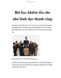 Bài học khiêm tốn cho nhà lãnh đạo thành công