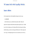 Vì sao trẻ nhỏ quấy khóc ban đêm