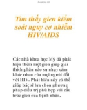 Tìm thấy gien kiểm soát nguy cơ nhiễm HIV/AIDS