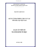 Luận án Tiến sĩ Kinh tế học: Quản lý hoạt động cho vay lại vốn ODA tại Việt Nam