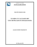 Luận án Tiến sĩ Kinh tế: Tác động của xuất khẩu đến tăng trưởng kinh tế tỉnh Khánh Hòa