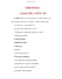 Giáo án Anh văn lớp 6 : Tên bài dạy : GREETINGS Lesson 3: B1 - 6 (P14 - 16)