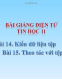 Bài giảng Tin học 11 bài 14+15: Kiểu dữ liệu tệp. Thao tác với tệp