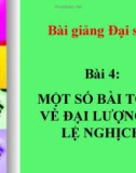 Bài giảng Đại số 7 chương 2 bài 4: Một số bài toán về đại lượng tỉ lệ nghịch