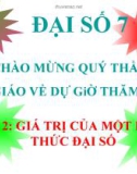 Bài giảng Đại số 7 chương 4 bài 2: Giá trị của một biểu thức đại số