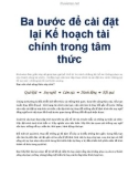 Ba bước để cài đặt lại Kế hoạch tài chính trong tâm thức