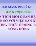 Bài giảng Địa lý 12 bài 34: Thực hành Phân tích mối quan hệ giữa dân số với việc sản xuất lương thực ở Đồng bằng sông Hồng