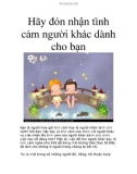 Hãy đón nhận tình cảm người khác dành cho bạn