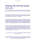 Những câu nói hay trong tình yêu