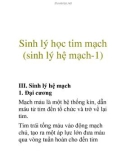 Sinh lý học tim mạch (sinh lý hệ mạch-1)