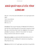 KHÁI QUÁT ĐỊA LÍ CỦA TỈNH LONG AN