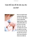 Làm thế nào để đủ sữa mẹ cho con bú?