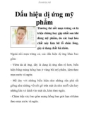 Dấu hiệu dị ứng mỹ phẩm