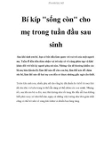 Bí kíp sống còn cho mẹ trong tuần đầu sau sinh