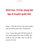 Sinh học 12 Các dạng bài tập di truyền quần thể