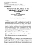 Impact of HRM practices on the performance of small scale industries