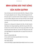 Bình giảng bài thơ Sóng của Xuân Quỳnh