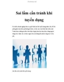 Sai lầm cần tránh khi tuyển dụng