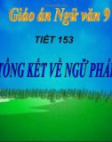 Giáo án Ngữ văn 9 - Bài 29: Tổng kết về ngữ pháp