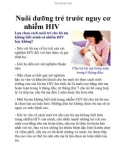 Nuôi dưỡng trẻ trước nguy cơ nhiễm HIV