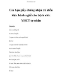 Gia hạn giấy chứng nhận đủ điều kiện hành nghề cho bệnh viên YHCT tư nhân