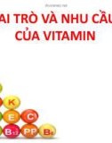 Bài giảng Nhu cầu và vai trò của Vitamin