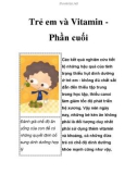 Trẻ em và Vitamin Phần cuối