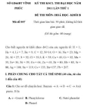 KỲ THI KSCL THI ĐẠI HỌC NĂM 2011 LẦN THỨ 1 ĐỀ THI MÔN: HOÁ HỌC Mã đề 007 SỞ GD&ĐT VĨNH PHÚC