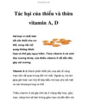 Tác hại của thiếu và thừa vitamin A, D