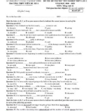 Đề thi thử tốt nghiệp THPT năm 2021 môn Tiếng Anh có đáp án - Trường THPT Tiên Du số 1 (Lần 1)