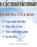 Bài giảng Tin học 12 - Bài 5: Các thao tác cơ bản trên bảng (Đoàn Đức Công)