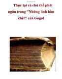 Tài liệu tham khảo: Thực tại và chủ thể phát ngôn trong 'Những linh hồn chết' của Gogol