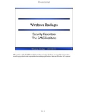 Windows Backups - Security Essentials The SANS Institute