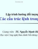 Bài giảng Lập trình hướng đối tượng: Các cấu trúc lệnh trong Java - TS. Nguyễn Mạnh Hùng