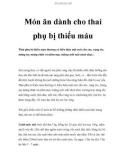 Món ăn dành cho thai phụ bị thiếu máu