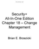 Chapter 18 – Change Management