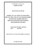 Tóm tắt luận văn thạc sĩ Quản trị kinh doanh: Nghiên cứu các nhân tố ảnh hưởng đến cấu trúc vốn của các doanh nghiệp ngành công nghiệp niêm yết trên sàn giao dịch chứng khoán thành phố Hồ Chí Minh