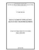 Luận văn thạc sĩ Quản lý văn hóa: Quản lý lễ hội Nữ tướng Lê Chân, quận Lê Chân, thành phố Hải Phòng