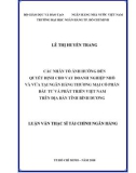 Luận văn Thạc sĩ Tài chính ngân hàng: Các nhân tố ảnh hưởng đến quyết định cho vay doanh nghiệp nhỏ và vừa tại Ngân hàng thương mại cổ phần Đầu tư và Phát triển Việt Nam trên địa bàn tỉnh Bình Dương