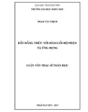 Luận văn Thạc sĩ Toán học: Bất đẳng thức với hàm lồi bộ phận và ứng dụng