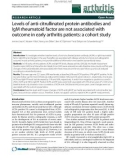 Báo cáo y học: Levels of anti-citrullinated protein antibodies and IgM rheumatoid factor are not associated with outcome in early arthritis patients: a cohort study