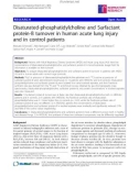 Báo cáo y học: Disaturated-phosphatidylcholine and Surfactant protein-B turnover in human acute lung injury and in control patients