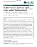 Báo cáo y học: Circulating surfactant protein -D is low and correlates negatively with systemic inflammation in early, untreated rheumatoid arthritis