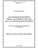 Toán tắt luận văn Thạc sĩ Luật học: Các tội phạm tham nhũng trong luật Hình sự Việt Nam (trên cơ sở số liệu thực tiễn địa bàn tỉnh Đăk Lăk)