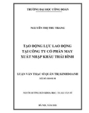 Luận văn Thạc sĩ Quản trị Kinh doanh: Tạo động lực lao động tại Công ty Cổ phần May xuất nhập khẩu Thái Bình