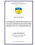 Luận văn Thạc sĩ: Giải pháp hạn chế rủi ro tín dụng tại Ngân hàng thương mại cổ phần Công Thương Việt Nam - Chi nhánh Bến Lức